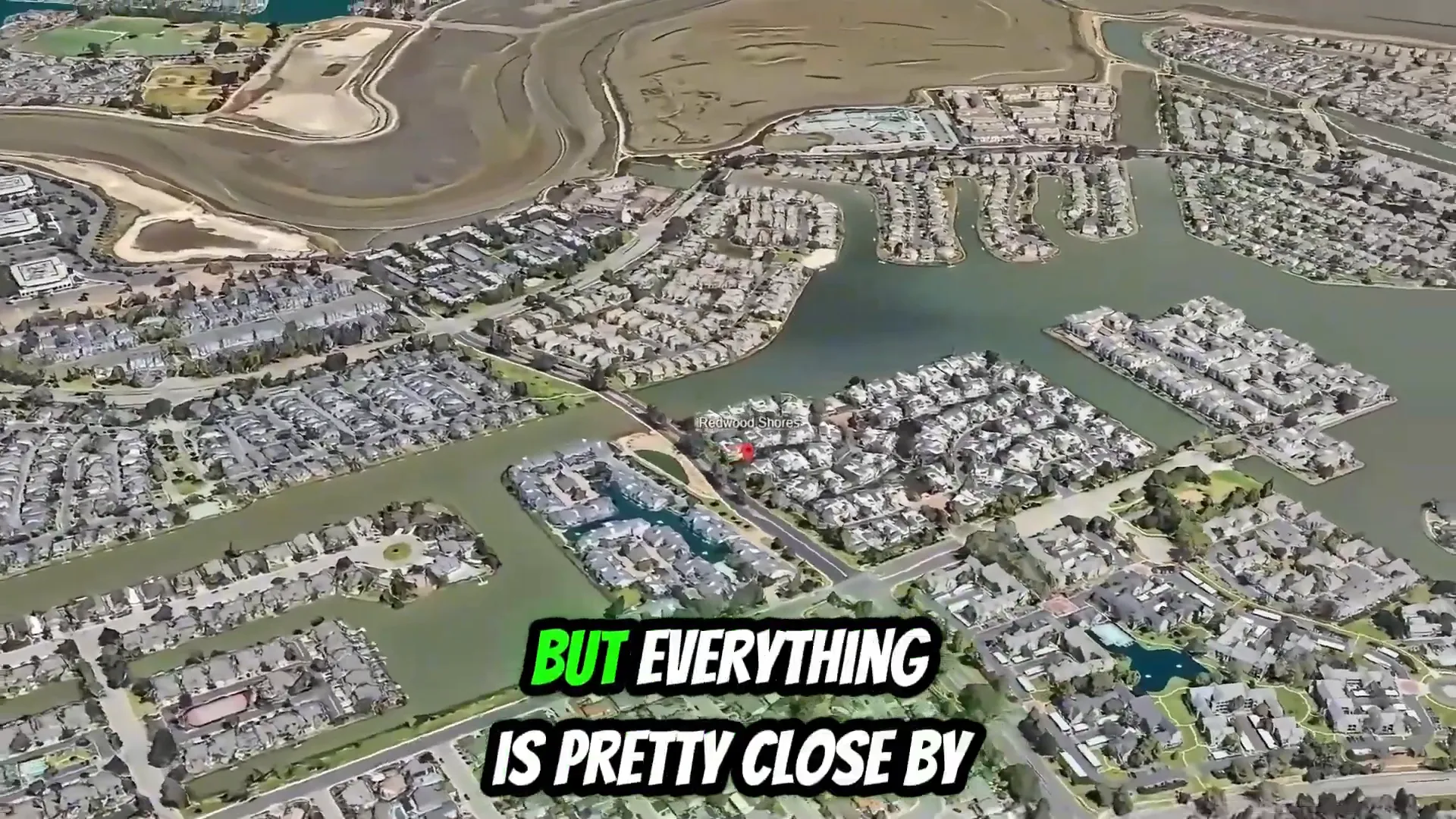 Redwood Shores neighborhood with townhomes and businesses