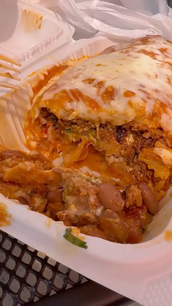 Packed Super Wet Burrito with rich fillings