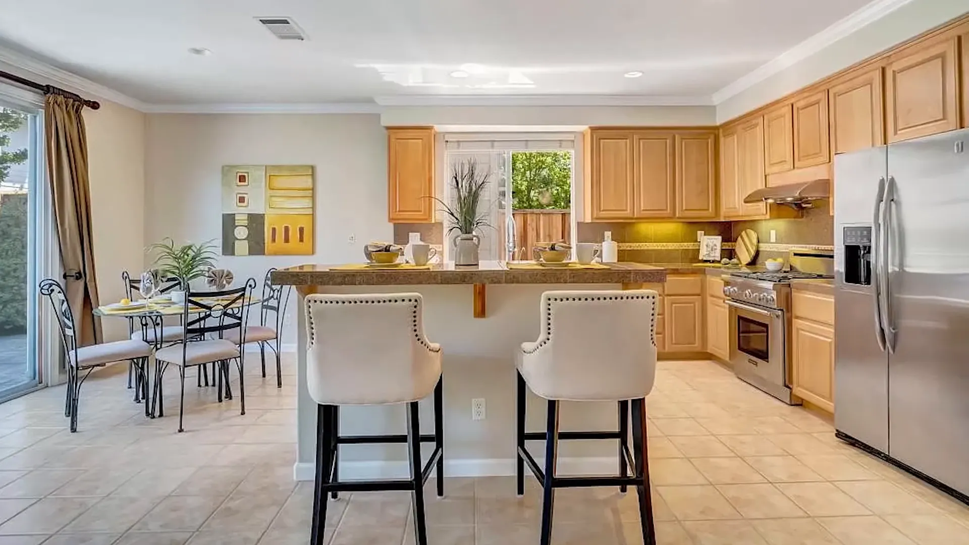 Luxurious kitchen and living area