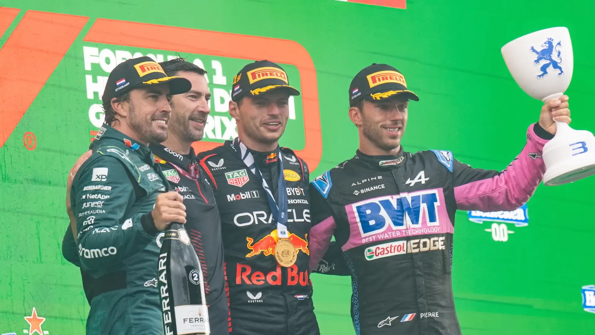 Fernando Alonso's podium scene