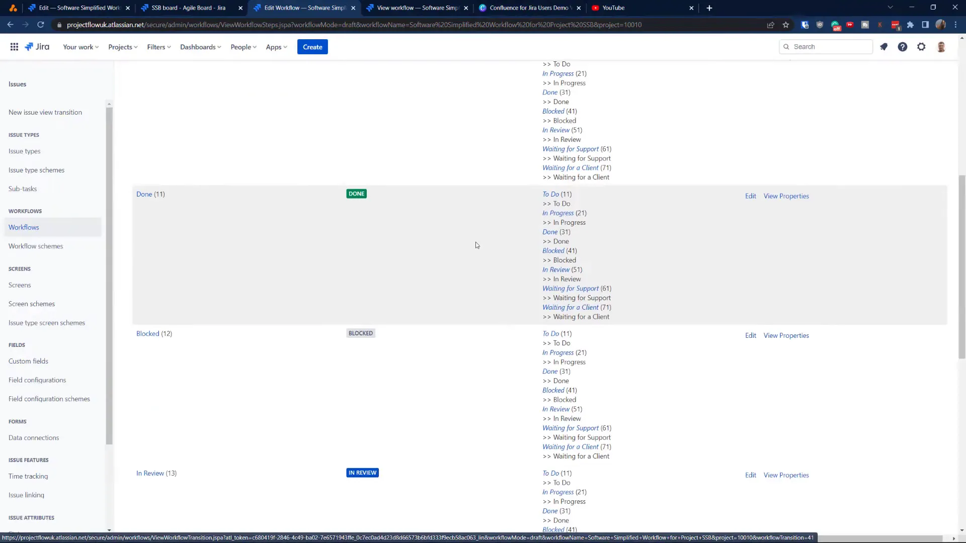 Navigating to workflow settings in Jira