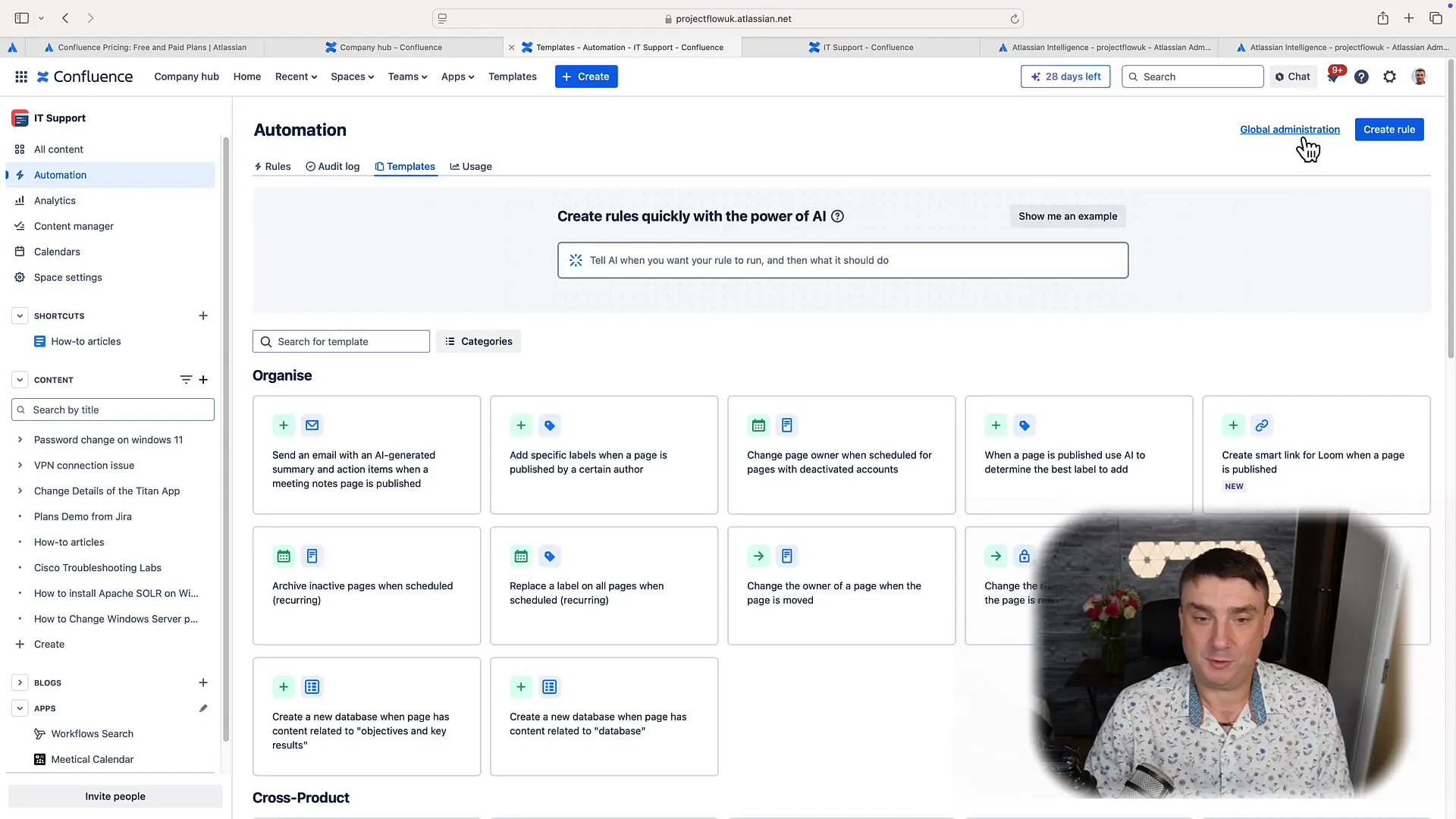 Creating automation rules in Confluence Premium