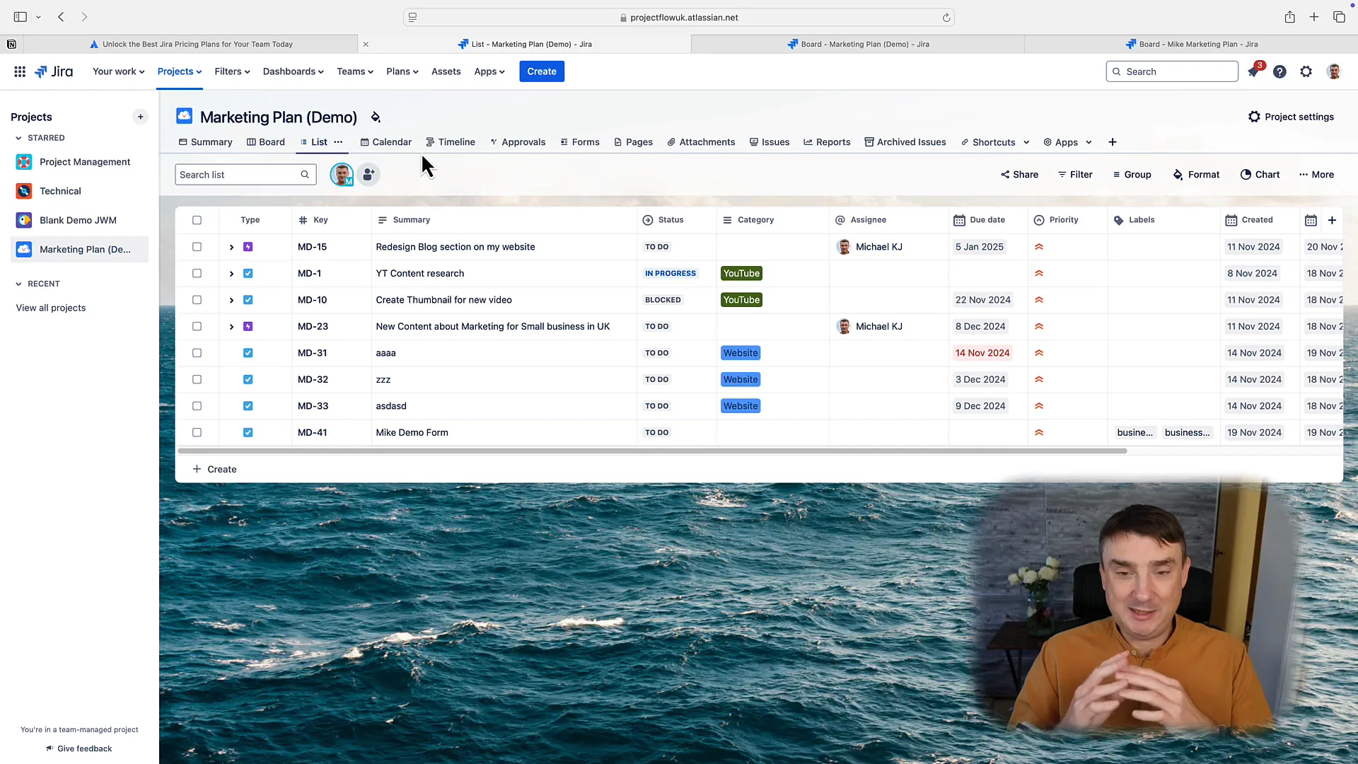 List view in Jira Work Management