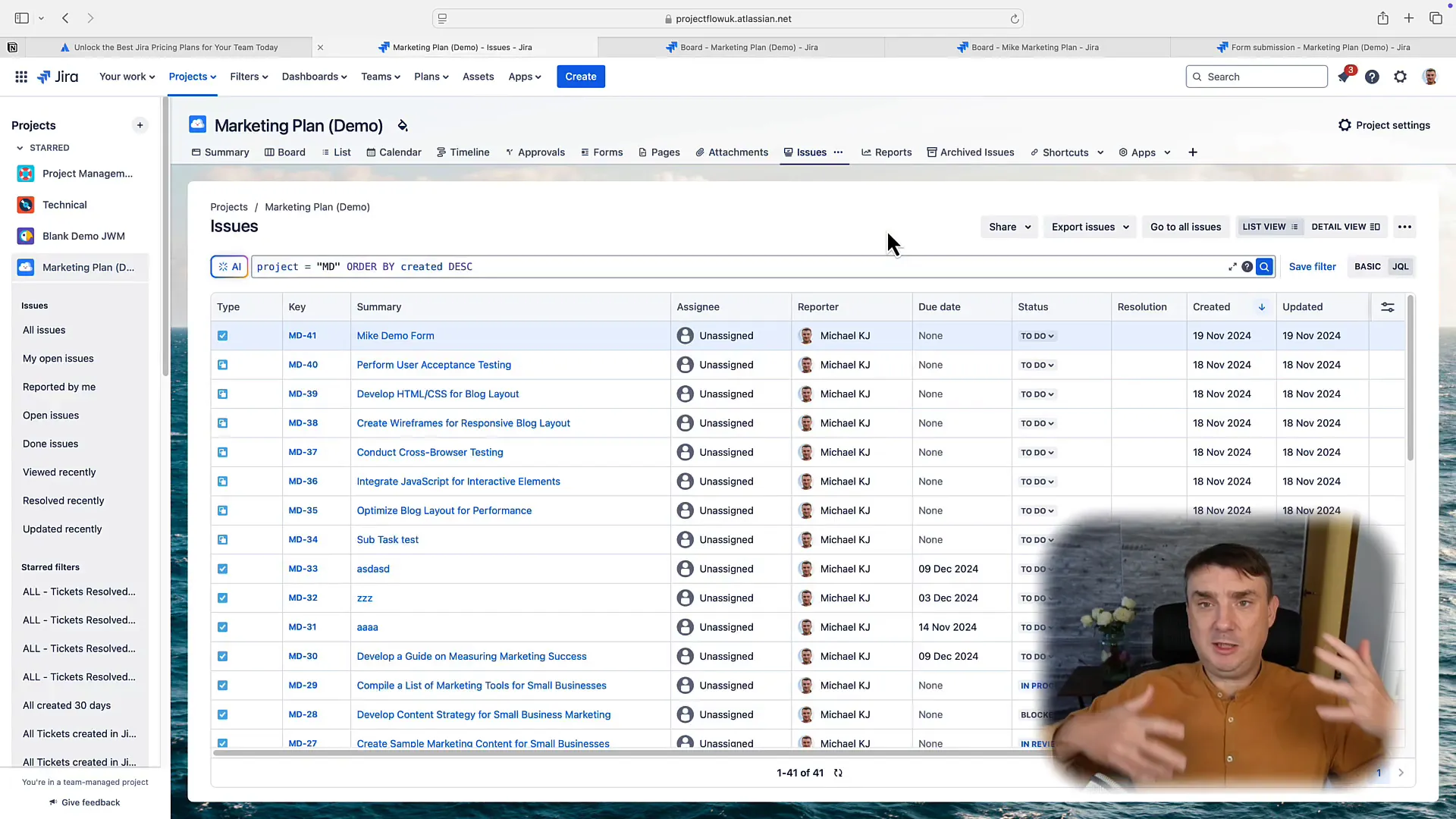 Summary view in Jira Work Management