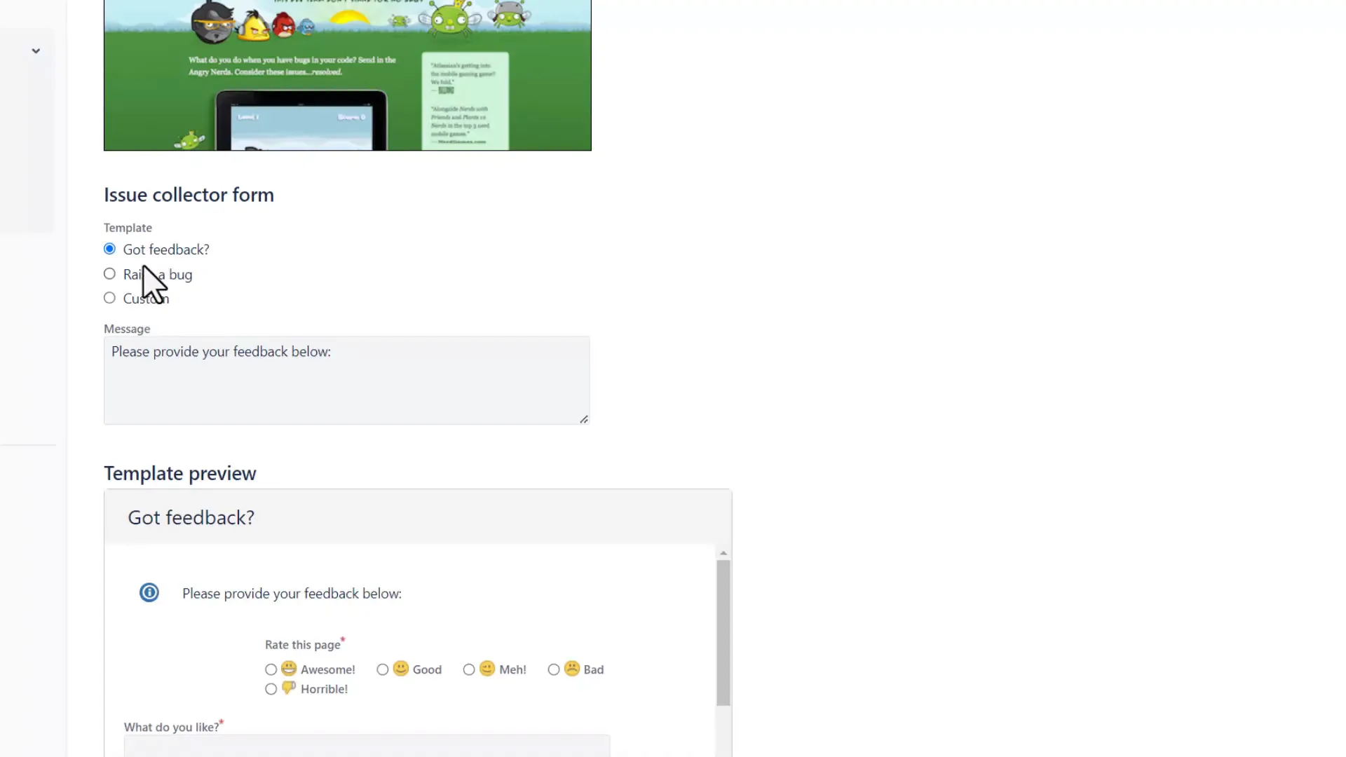 Customization options for Jira Issue Collector