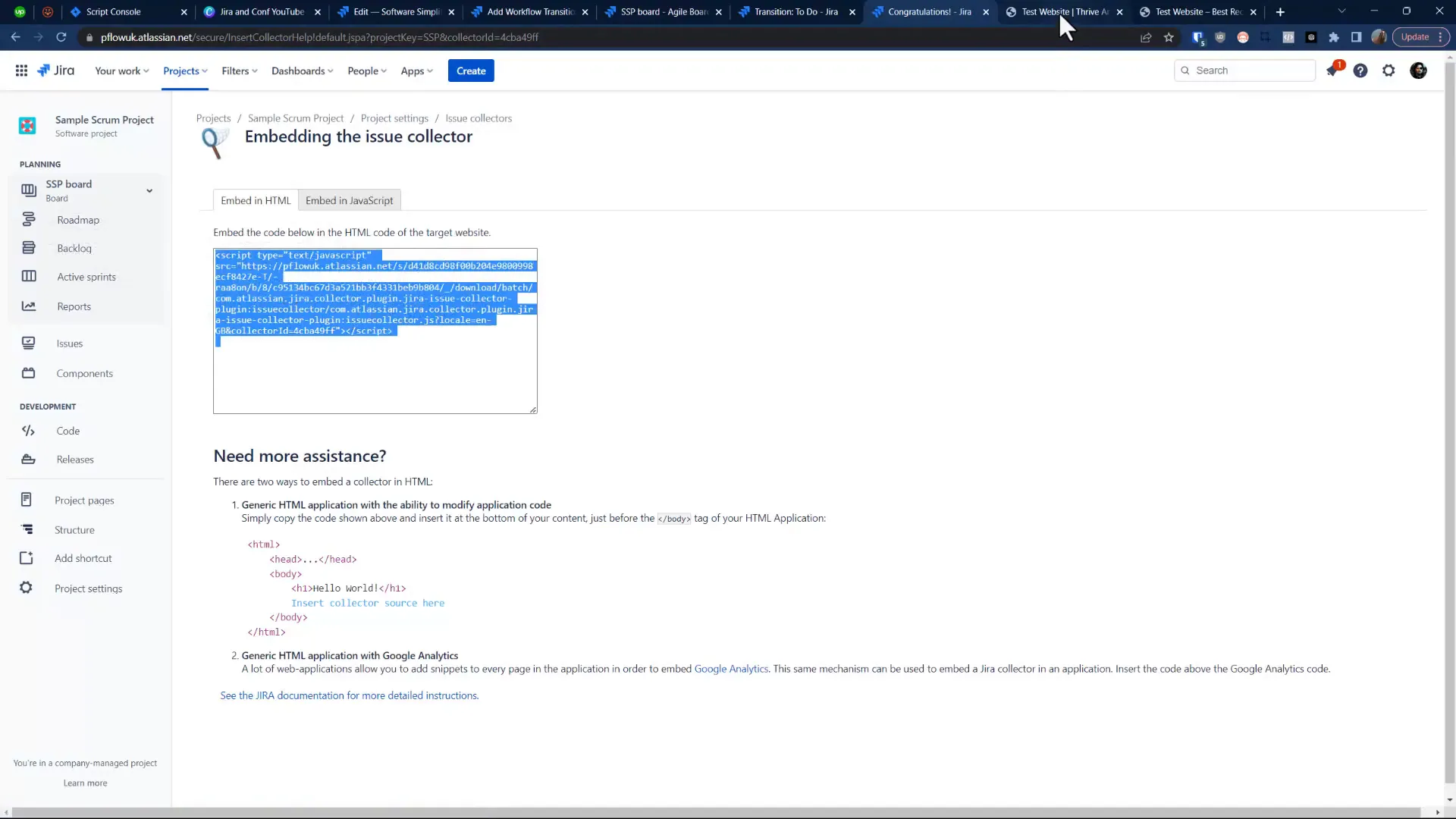 Embedding the Issue Collector in WordPress
