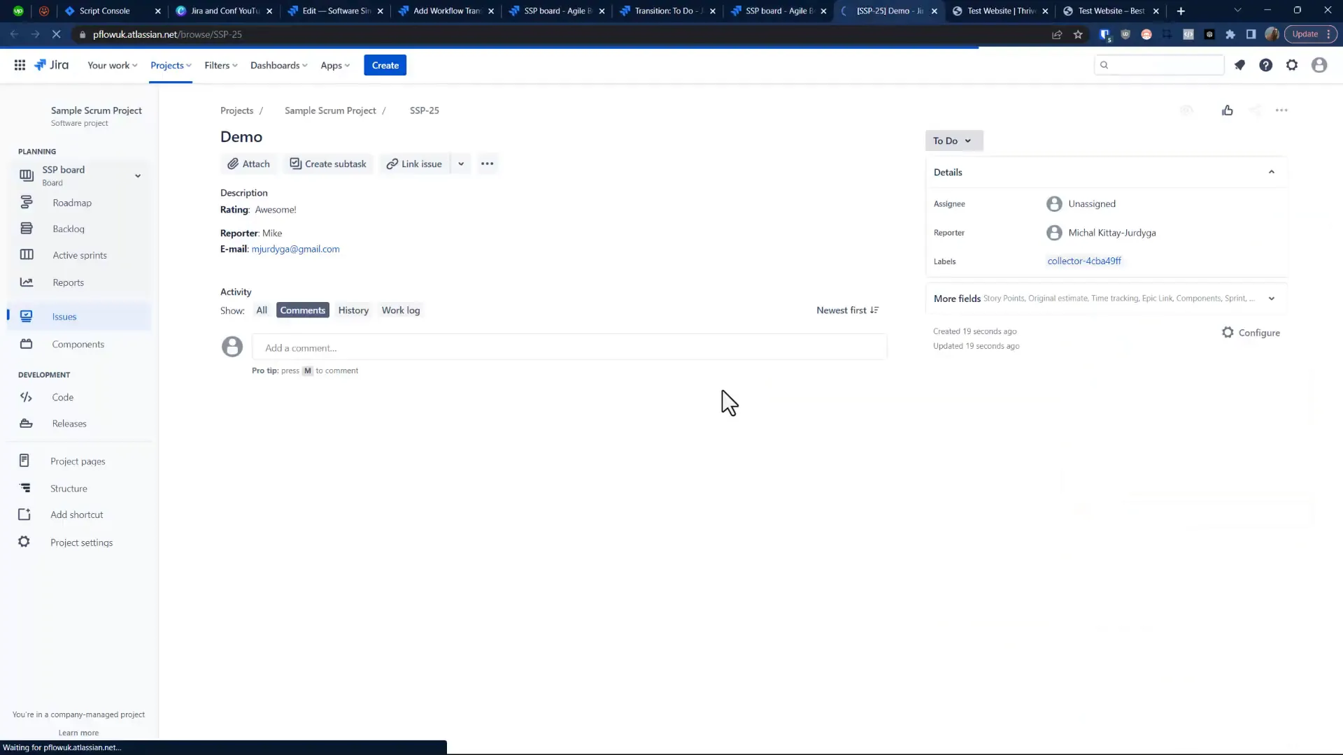 Testing the Jira Issue Collector