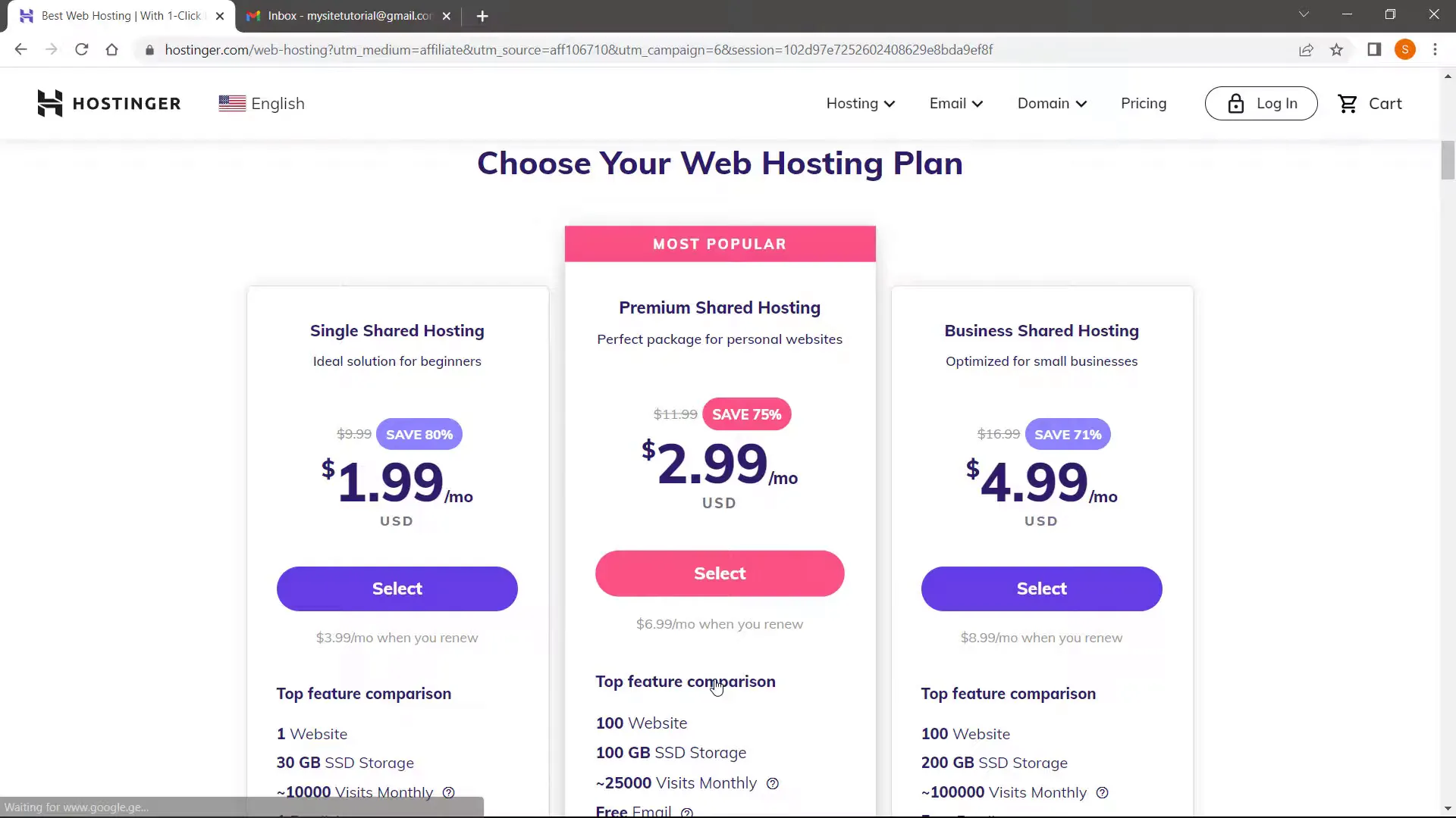 Select Premium Shared Hosting