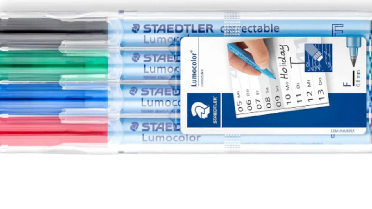 Packung Staedtler Lumocolor abwischbare Folienstifte in verschiedenen Farben