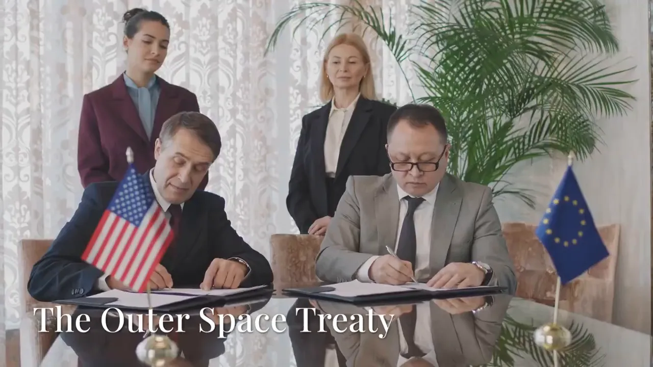 Officials seated at a table signing documents beside United States and European Union flags