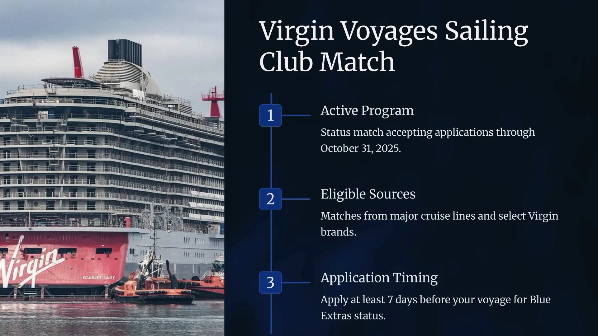 Unlocking cruise upgrades with Virgin Voyages status matching