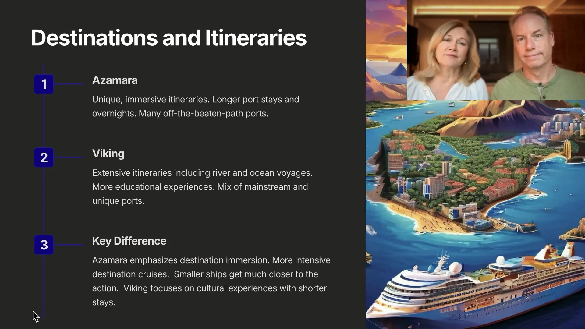 Comparison between Azamara and Viking cruise destinations and itineraries