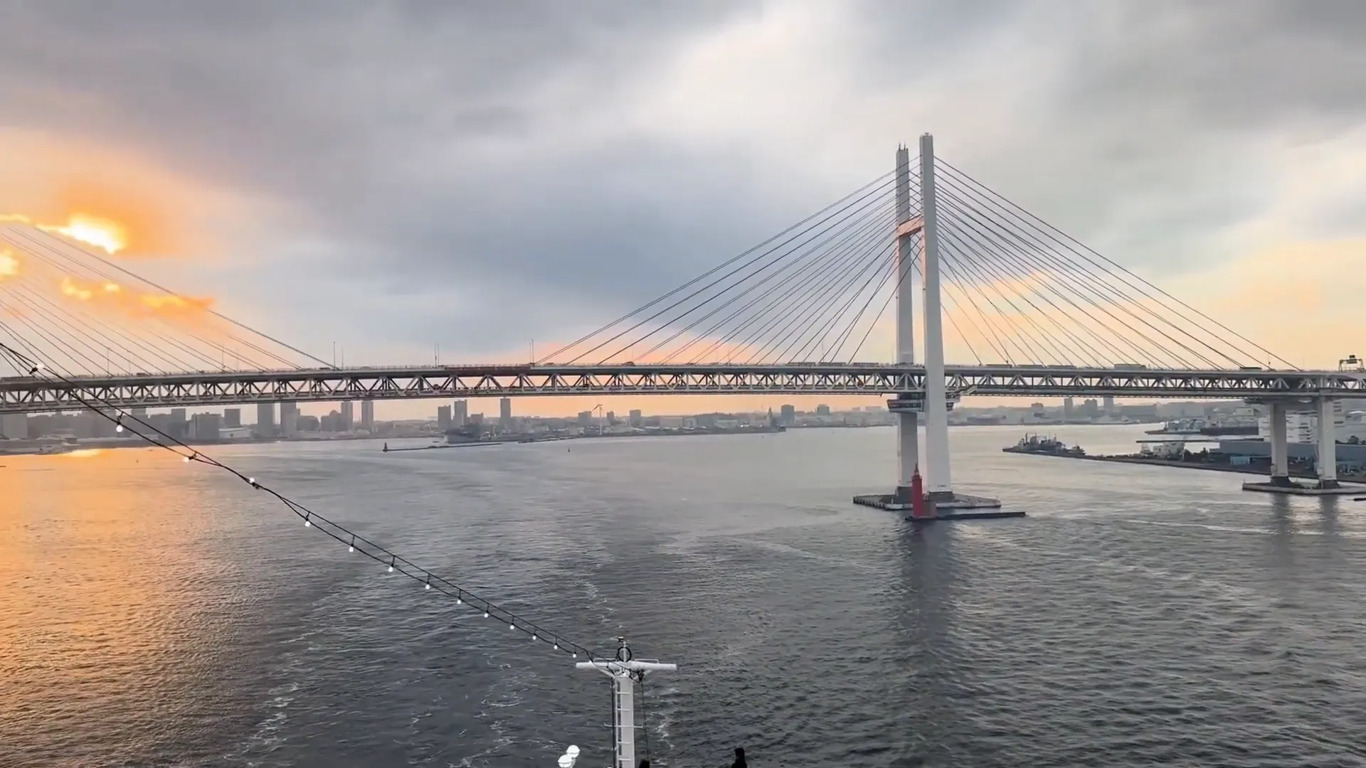 Sunset view from Diamond Princess deck in Japan