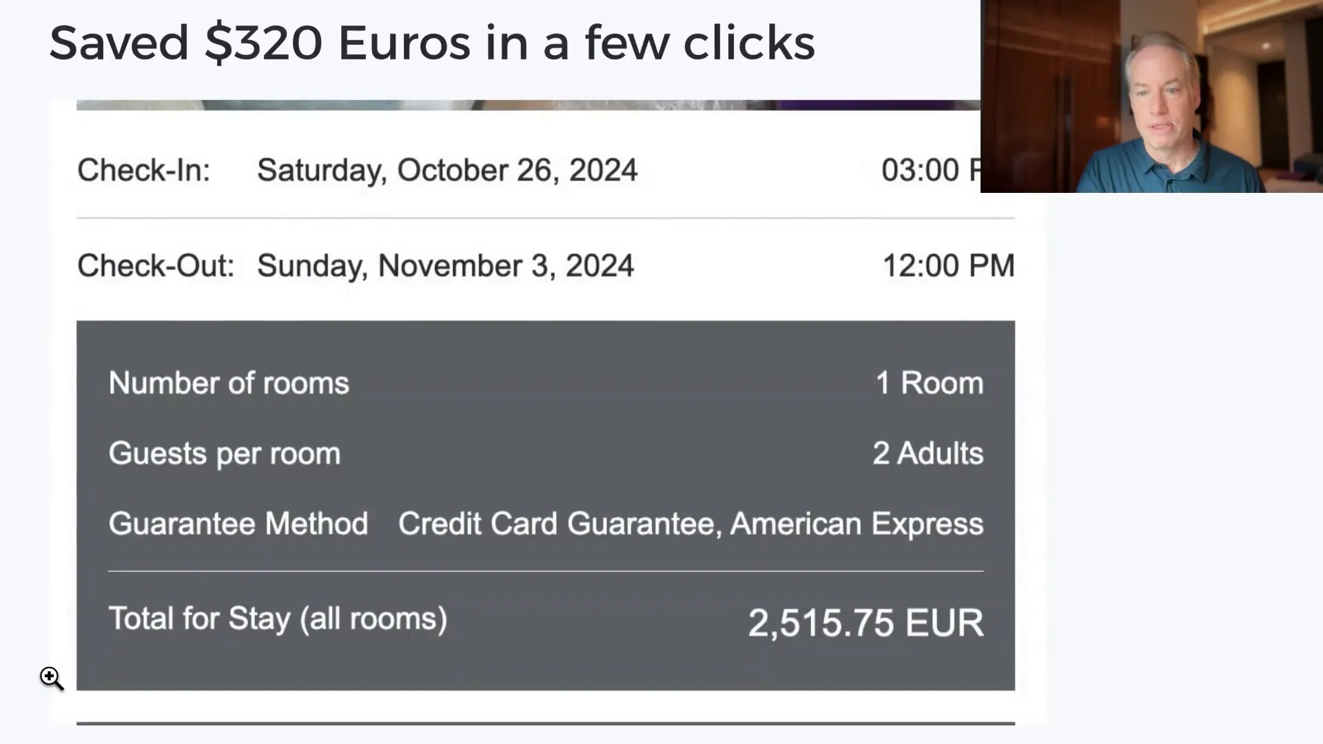 Hotel booking savings example