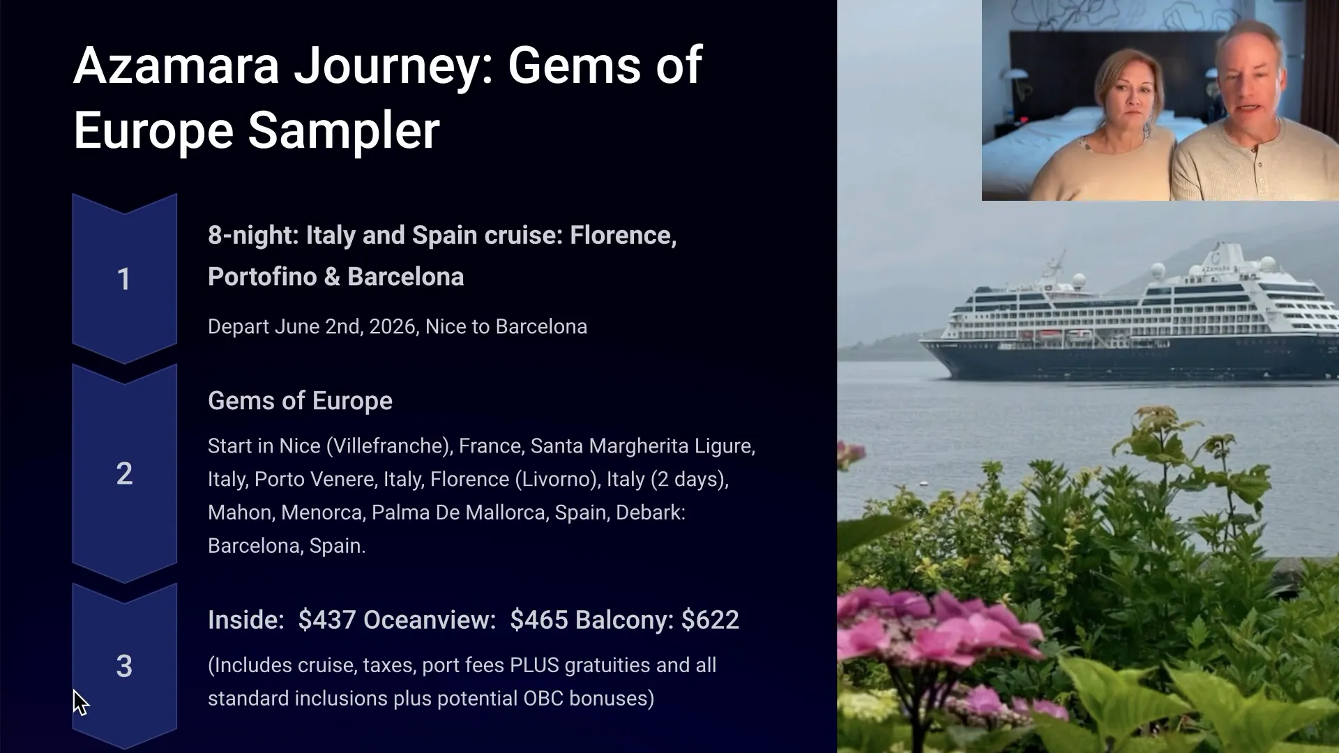 Sampler cruise itinerary