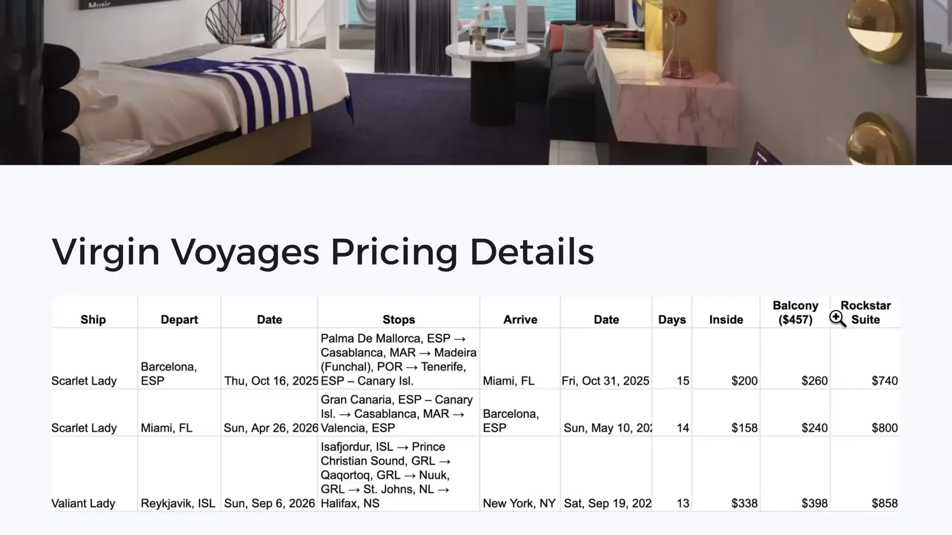 Virgin Voyages Scarlet Lady at sea