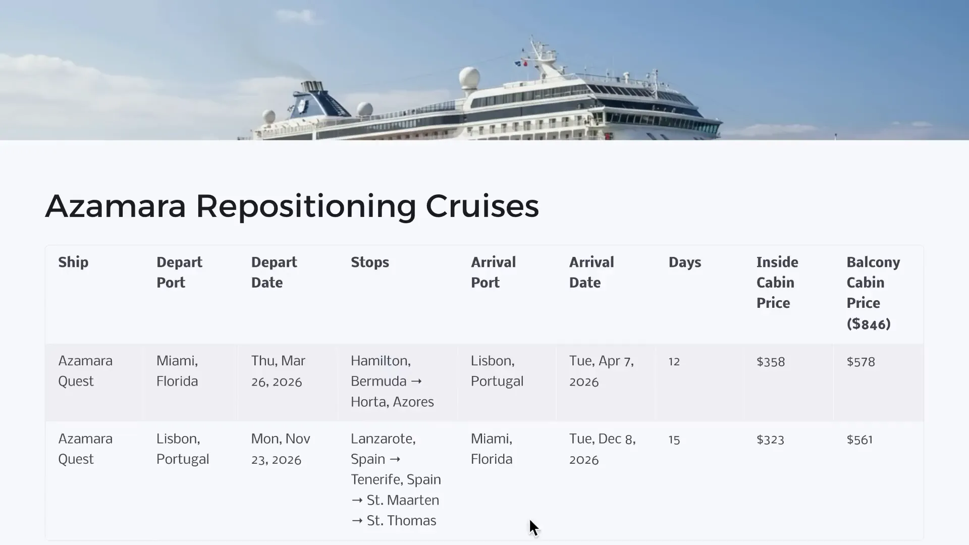 Azamara Quest in port