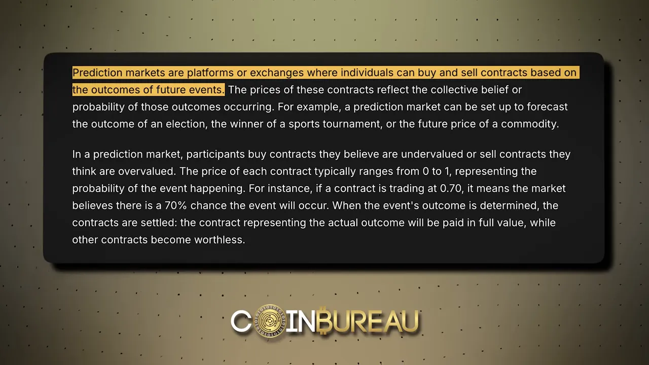 Slide defining prediction markets and probability pricing