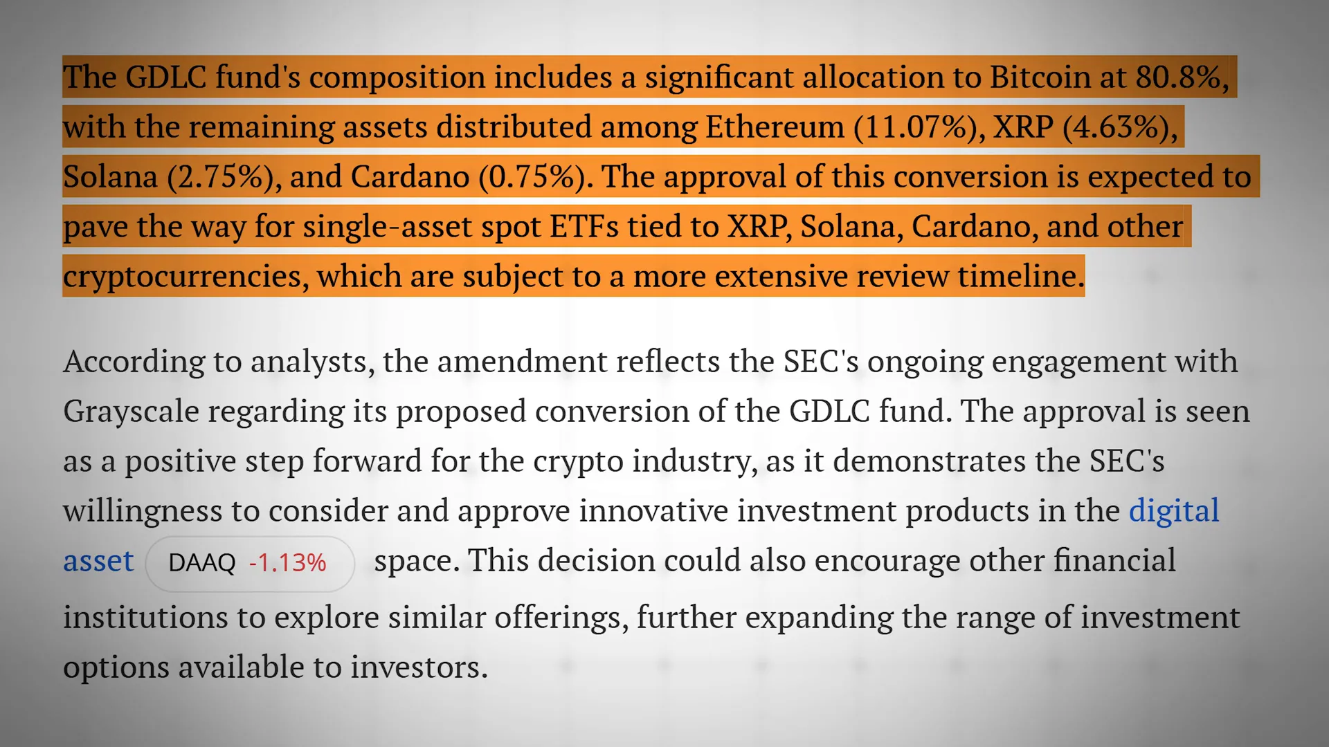 Detailed allocation of Canary Hasal Digital Logical Cap ETF