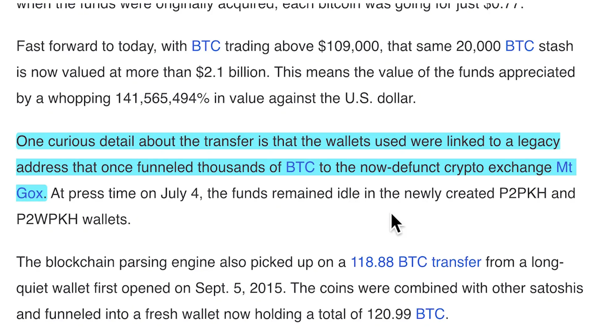 Bitcoin whale linked to Mt. Gox wallets