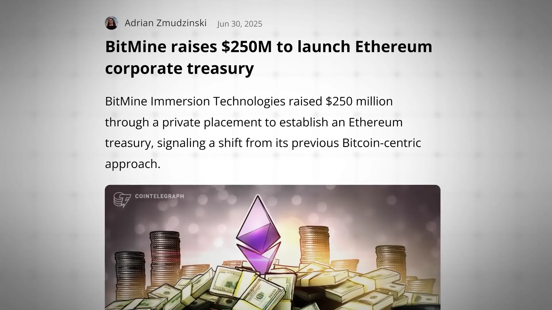 Bitmine pivot announcement and stock surge chart