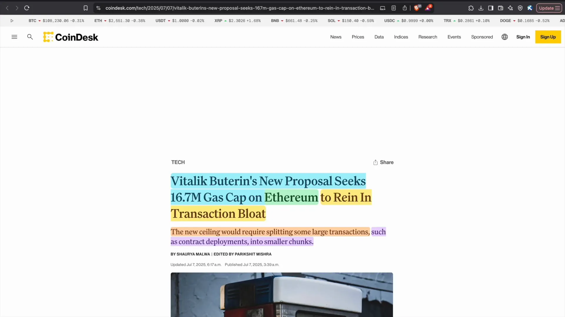 Vitalik Buterin discussing Ethereum gas cap proposal