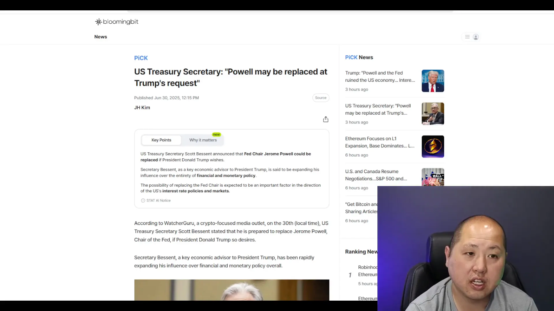 Discussion about Trump pressuring Jerome Powell to cut rates
