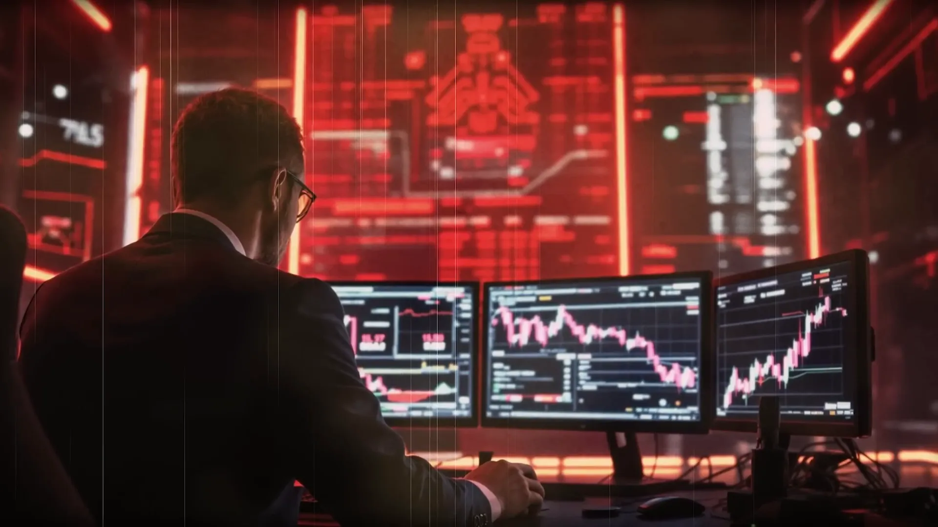 Trader watching a trade approach stop-loss with anxious expression