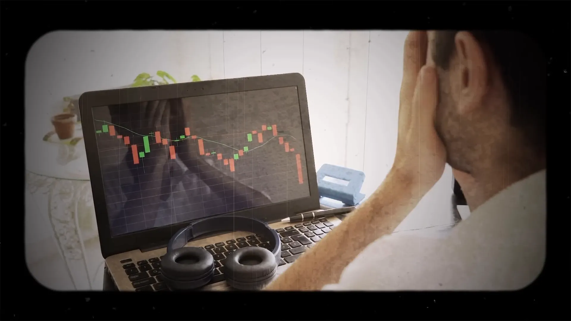 Trader frustrated after repeated losses, ignoring their own plan