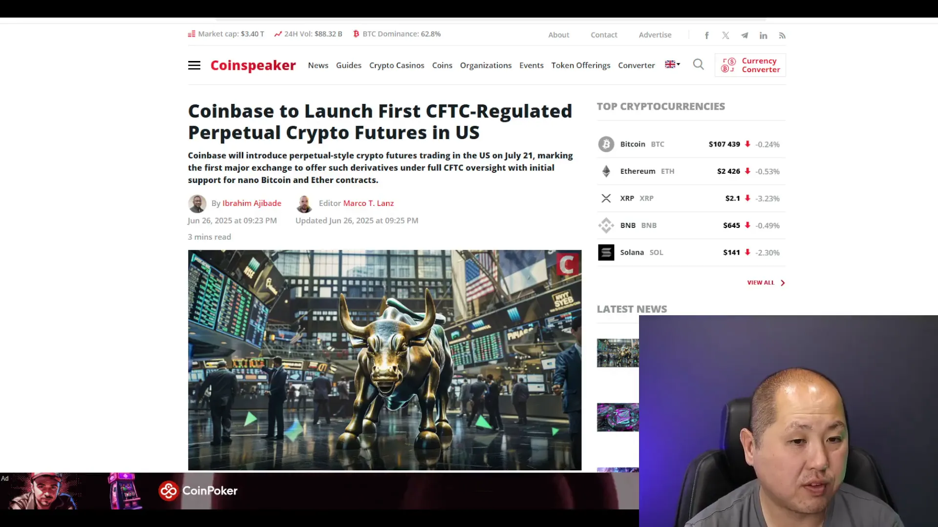 Coinbase futures launch announcement