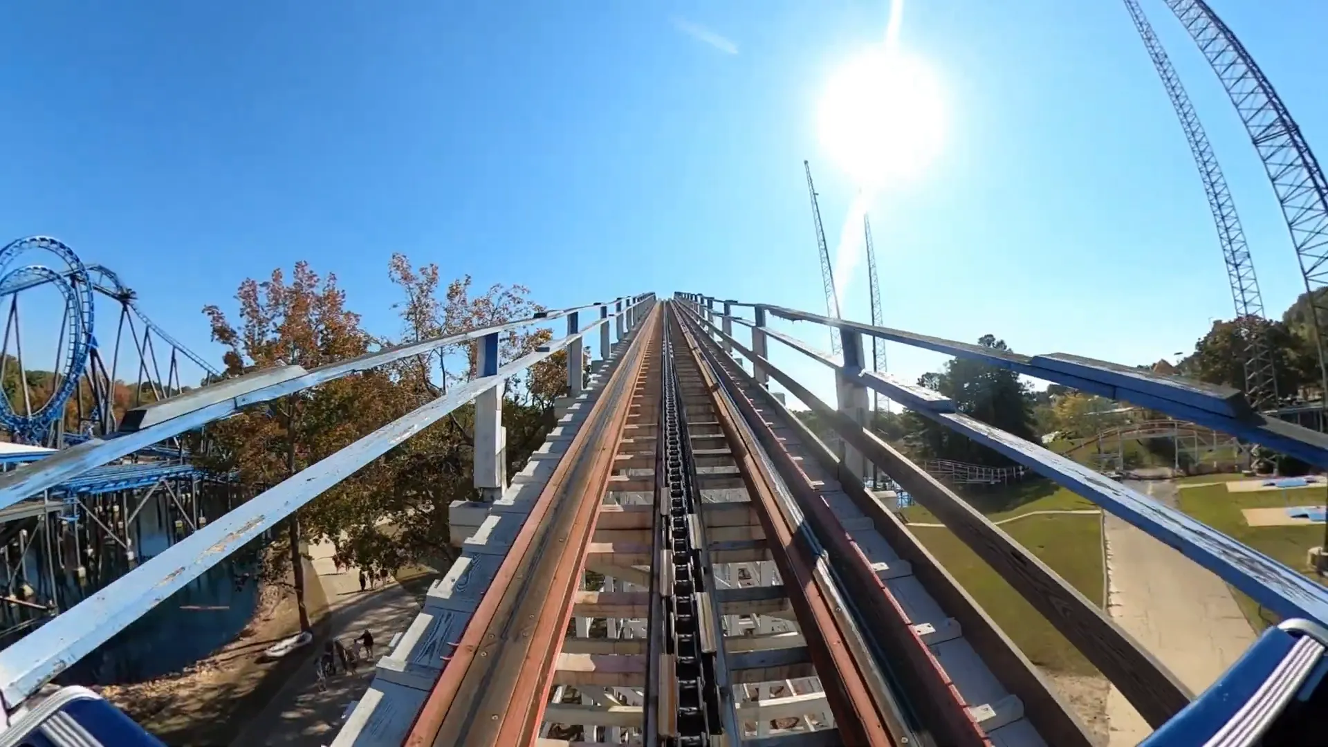 Great American Scream Machine wooden coaster front row