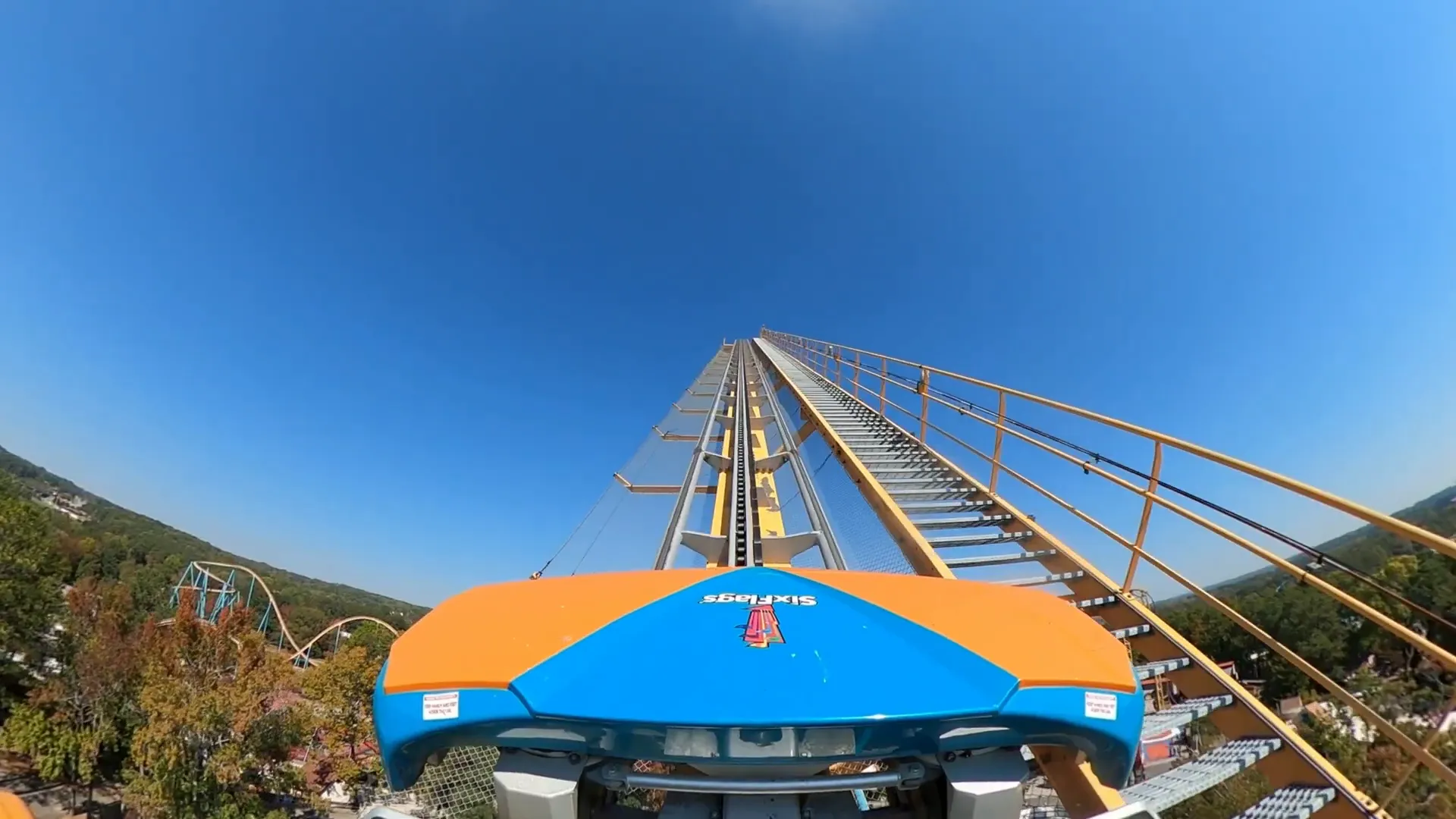 View from the front seat of Goliath with Atlanta skyline