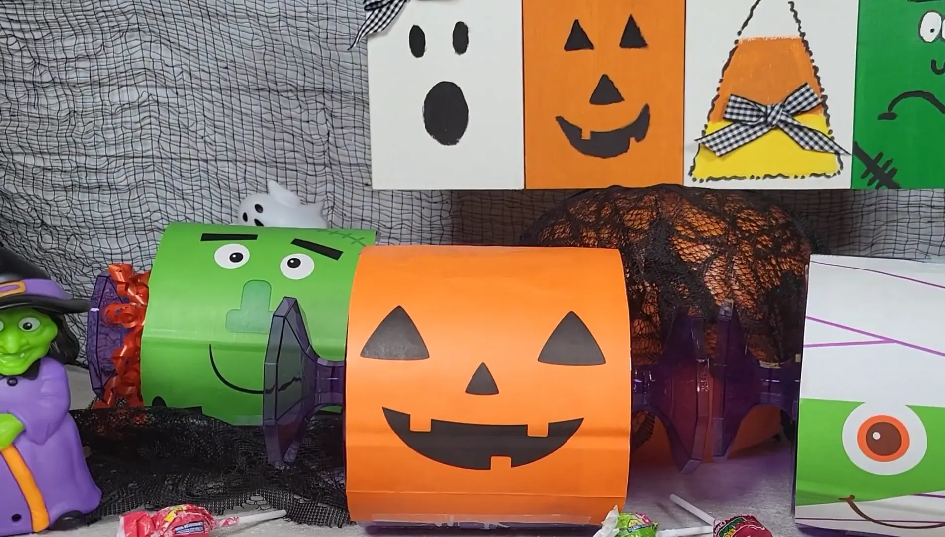 Candy bowls assembled with tape.