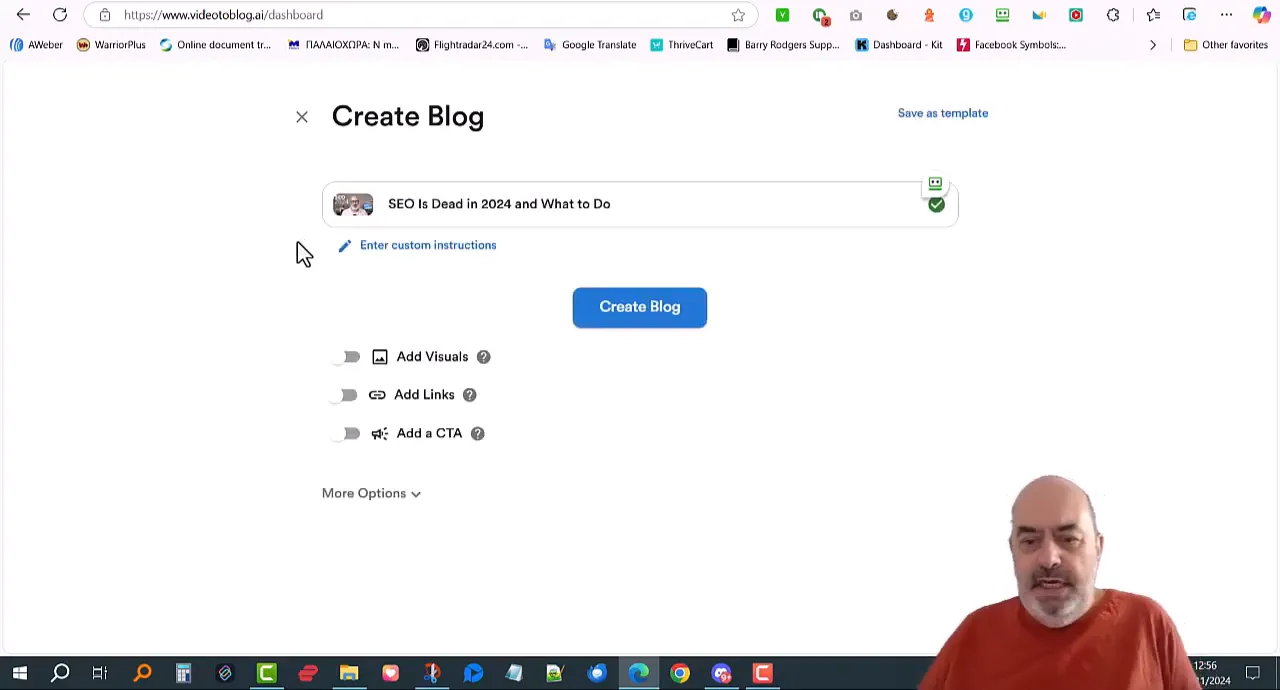 Creating a blog post from a video