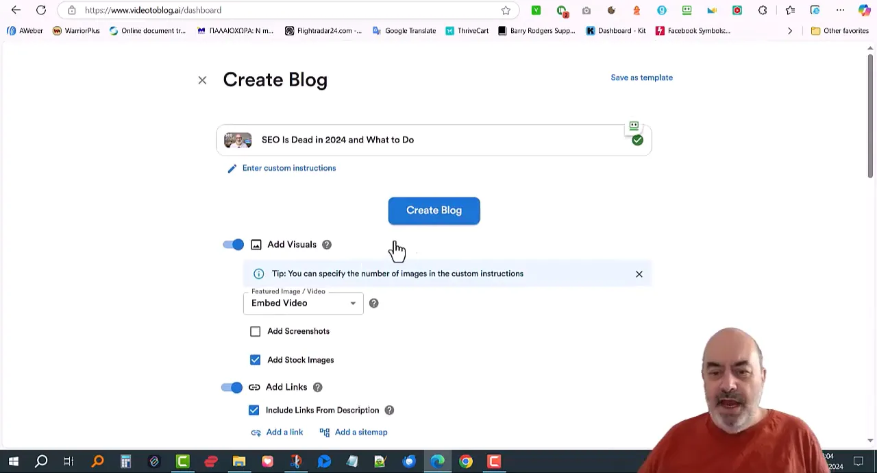 Generating blog post from video