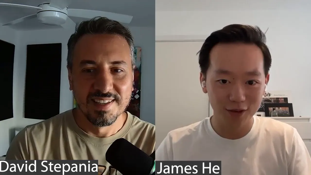 Founder and co-founder discussing simulation results at a coffee shop