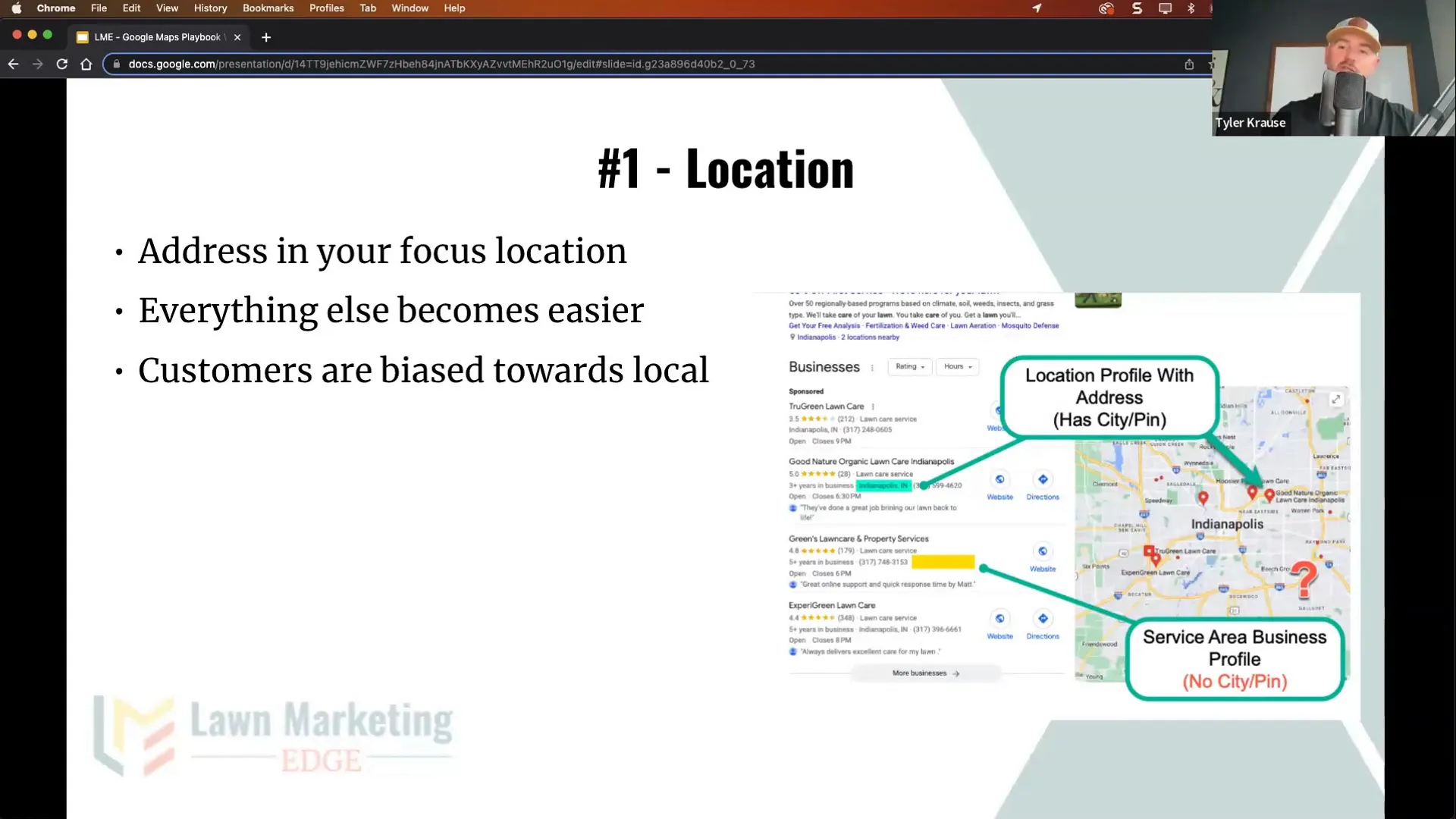 Example of securing business address in target service area for Google Maps optimization