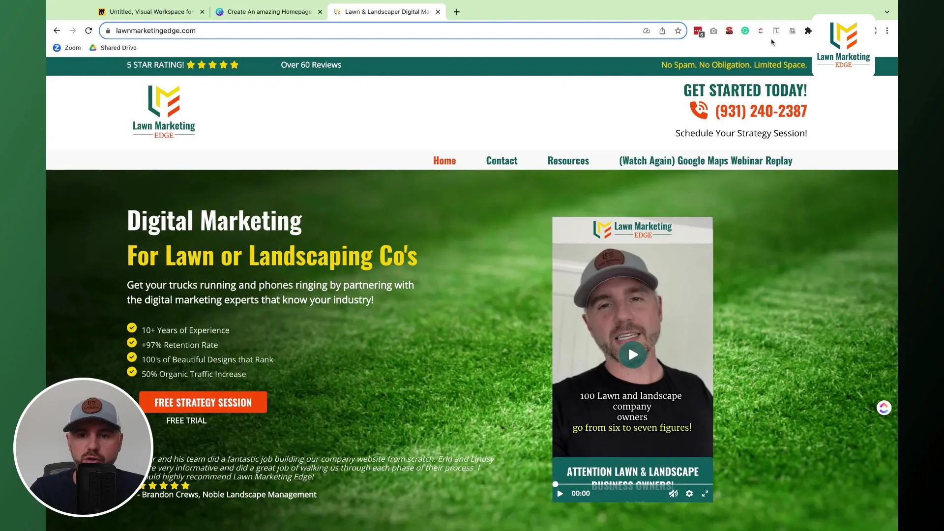 Basic lawncare website hero image