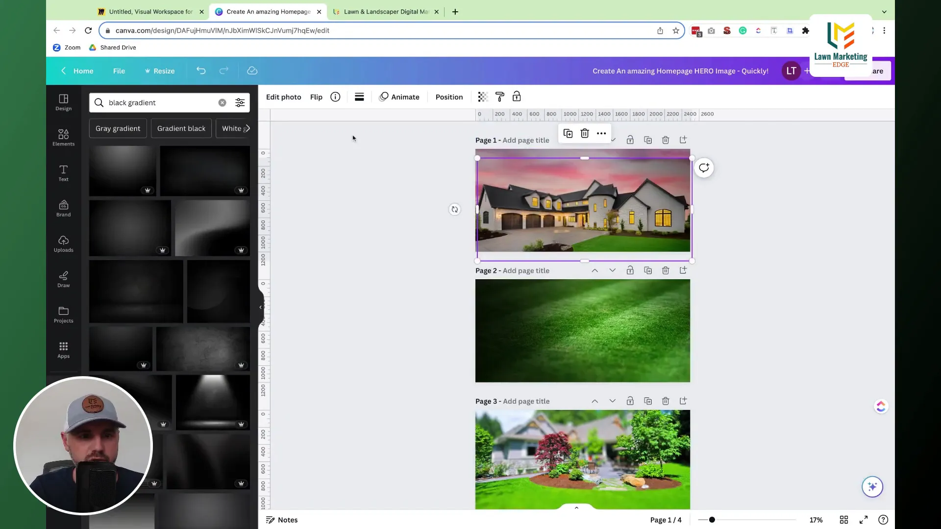 Adding and adjusting gradient layers in Canva