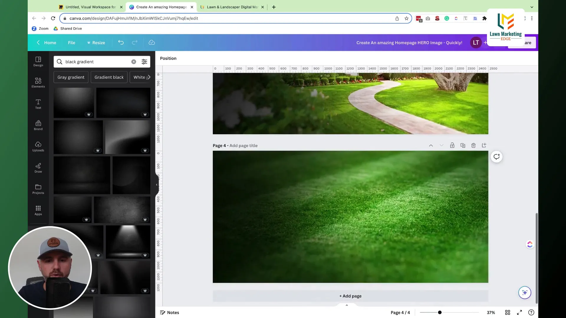 Searching for beautiful lawn images in Canva