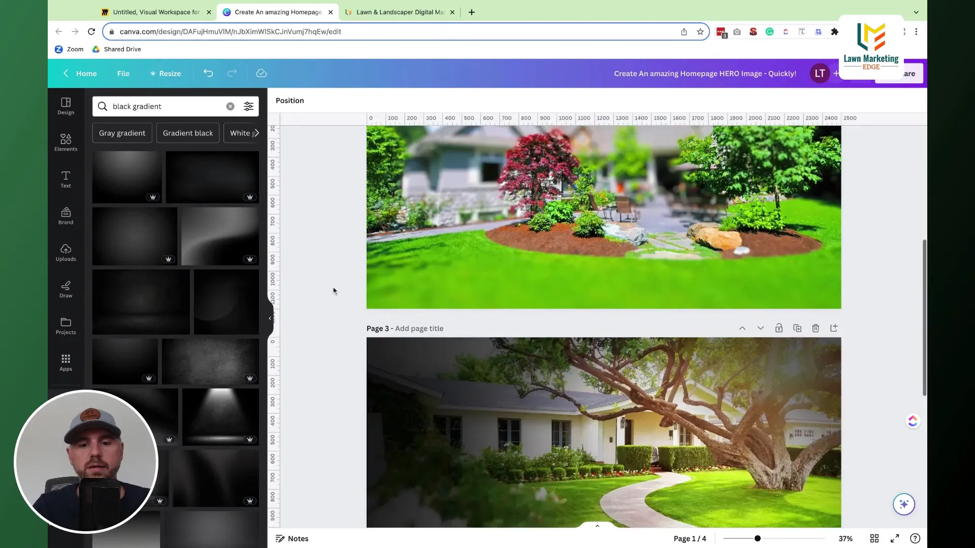 Searching for black gradients in Canva