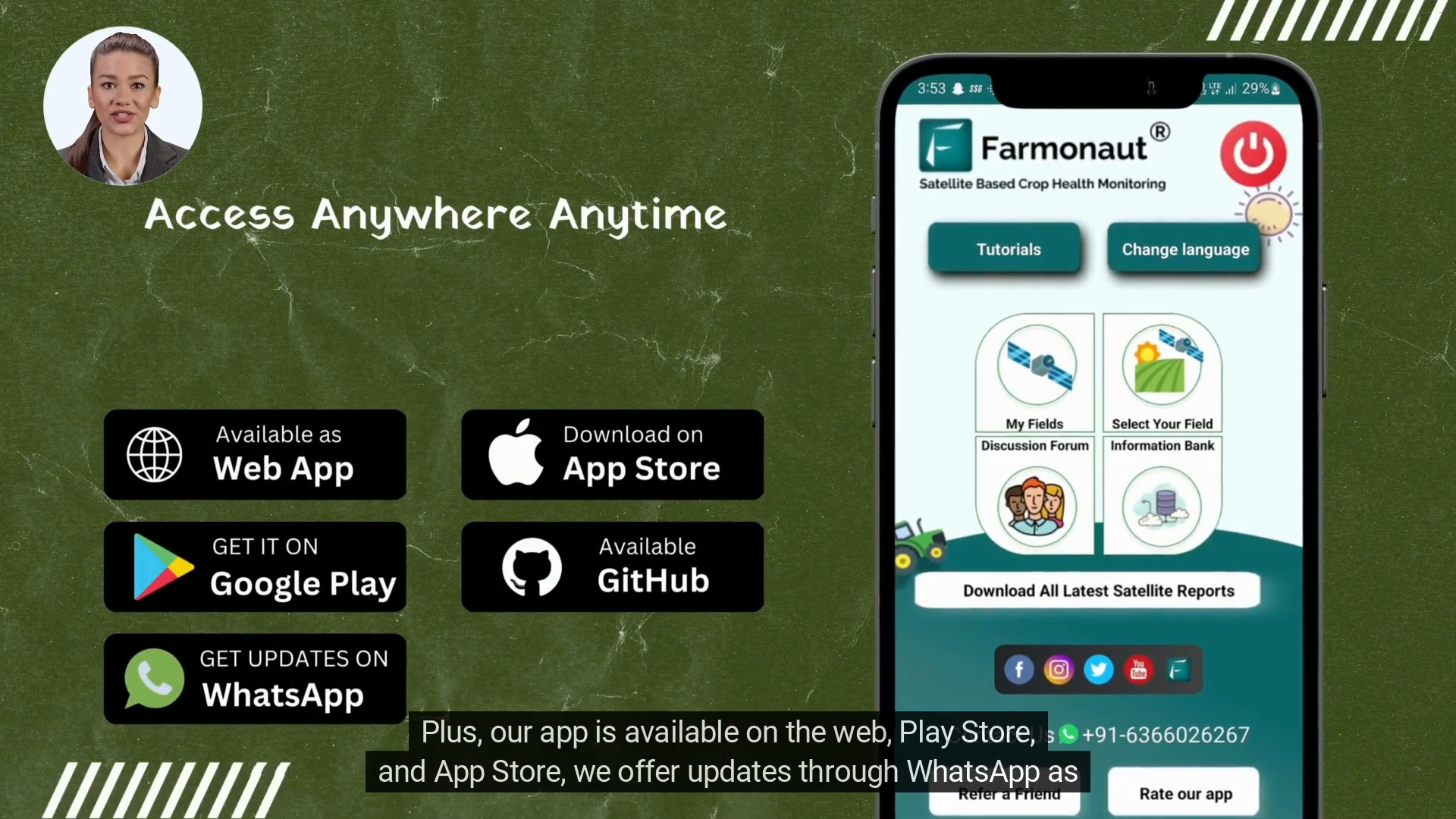 Farmonaut app interface on mobile device