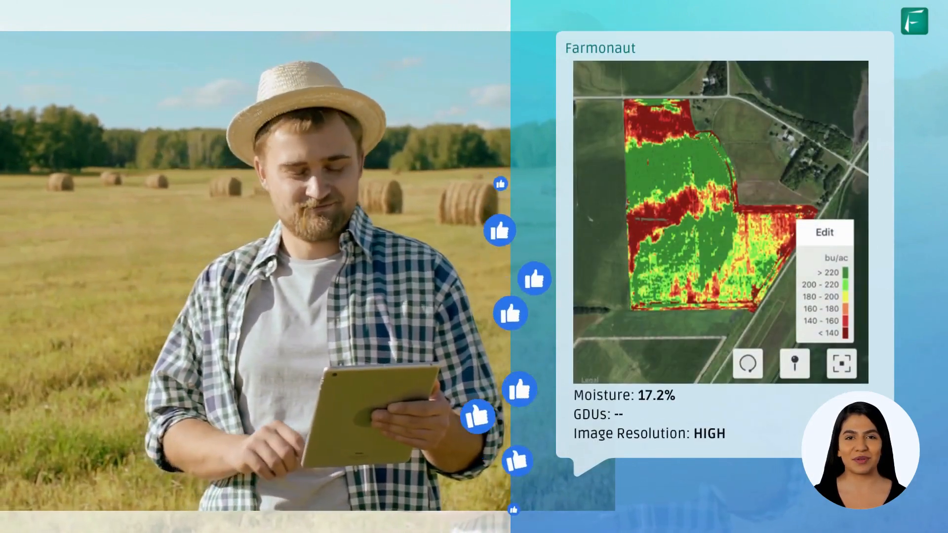 Farmer examining crop health data on a mobile device