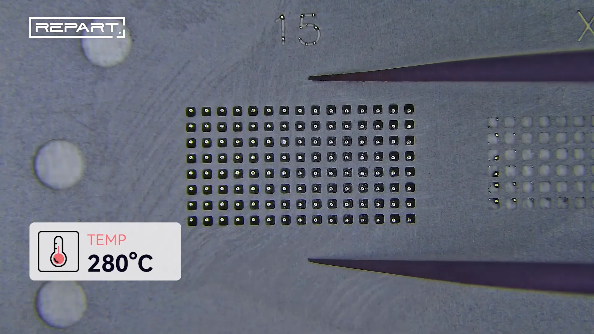 Refusion de billes de soudure sur circuit intégré avec un pistolet à air chaud