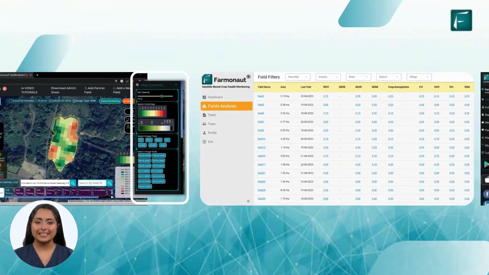 Demonstration of Farmonaut's new web app interface