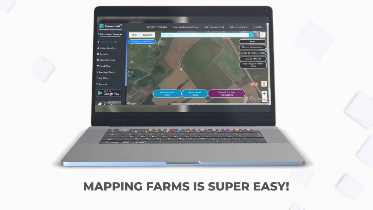 Farmonaut's field mapping interface