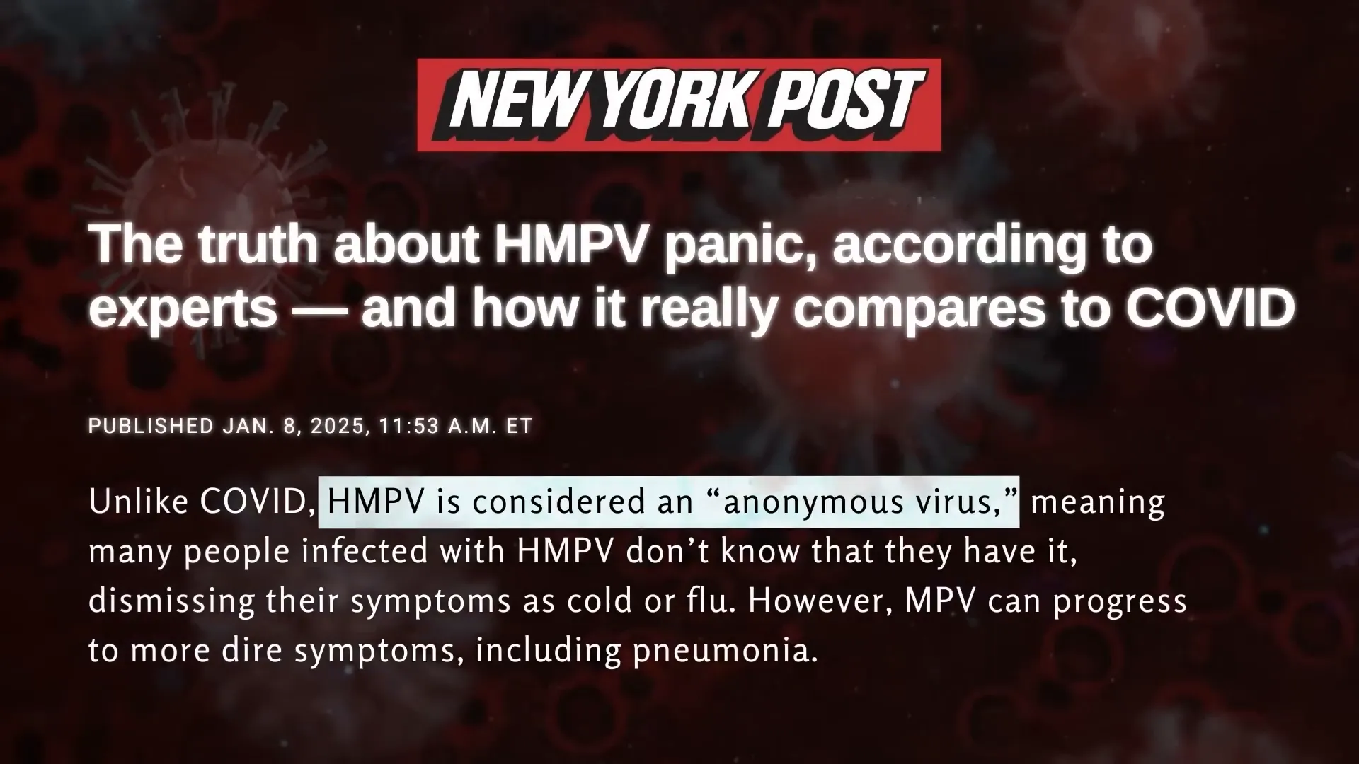 Overview of HMPV virus symptoms