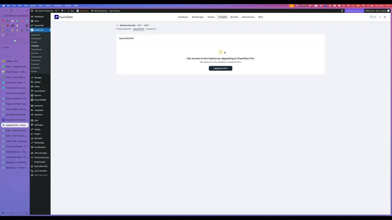 Fluent Cart E-Commerce Plugin Upgrade Path für Membership Levels