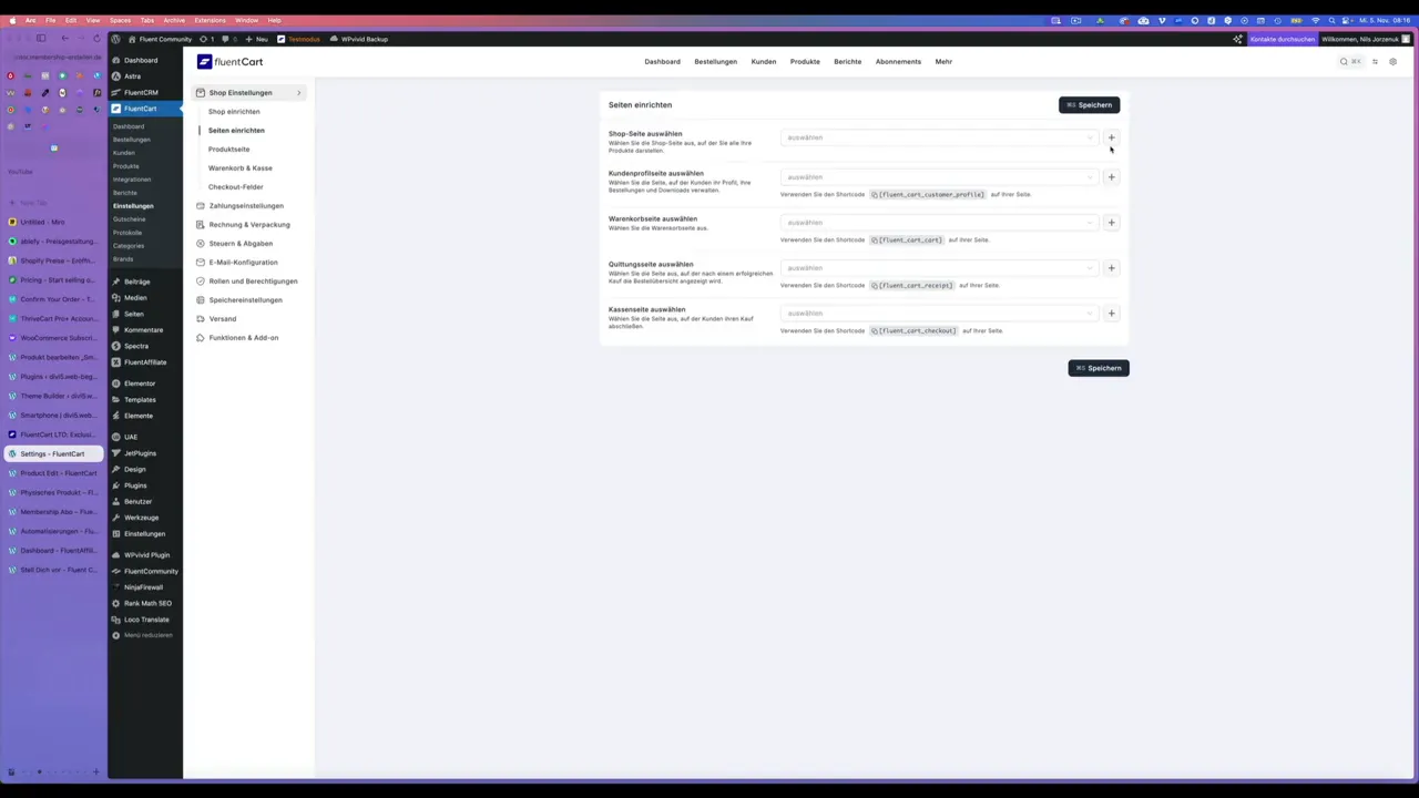 Fluent Cart E-Commerce Plugin Seiten anlegen Shop Warenkorb Kasse