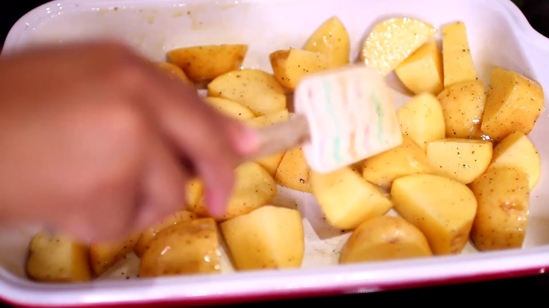 Arranging potatoes in a single layer